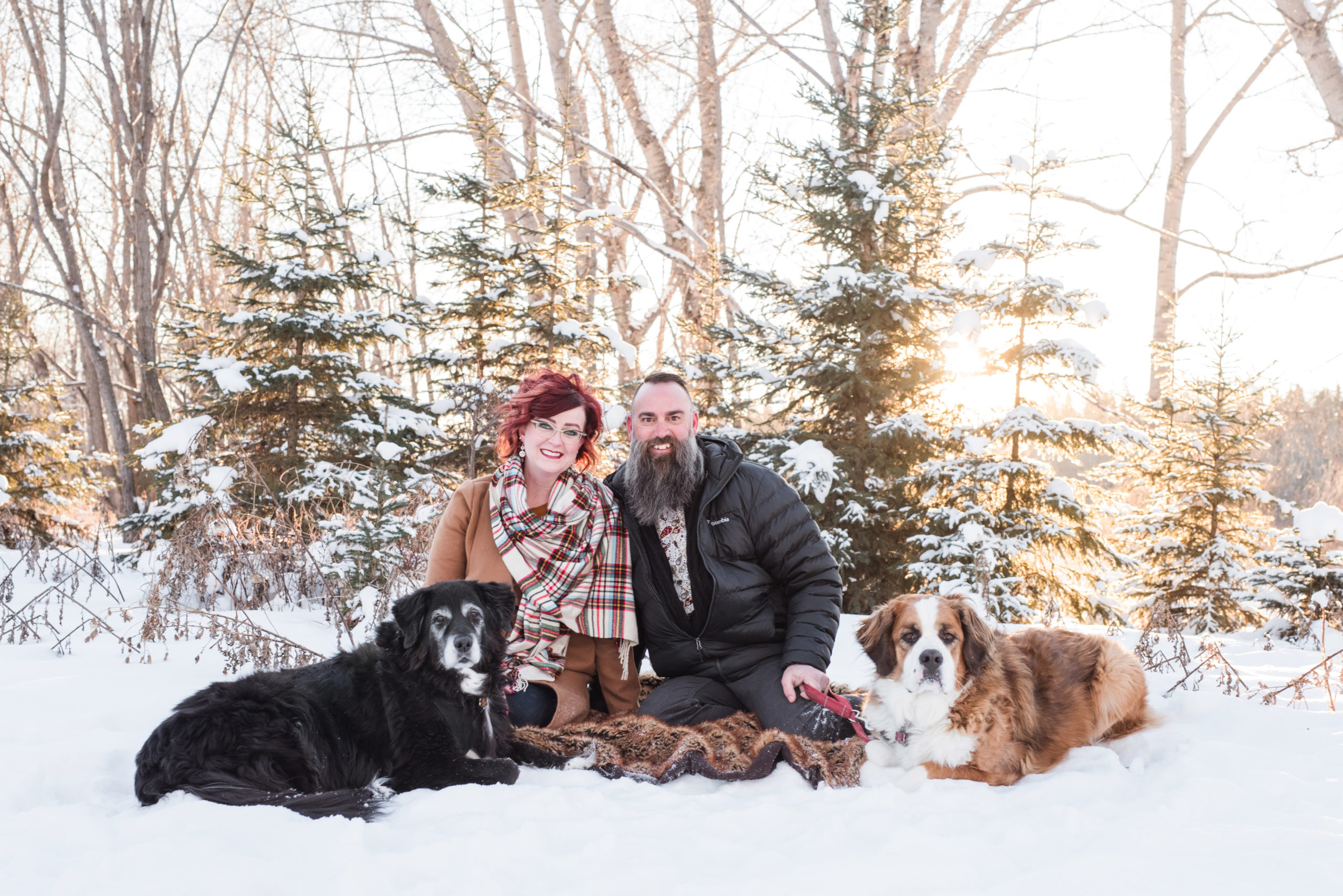 Winter outdoor family pet session