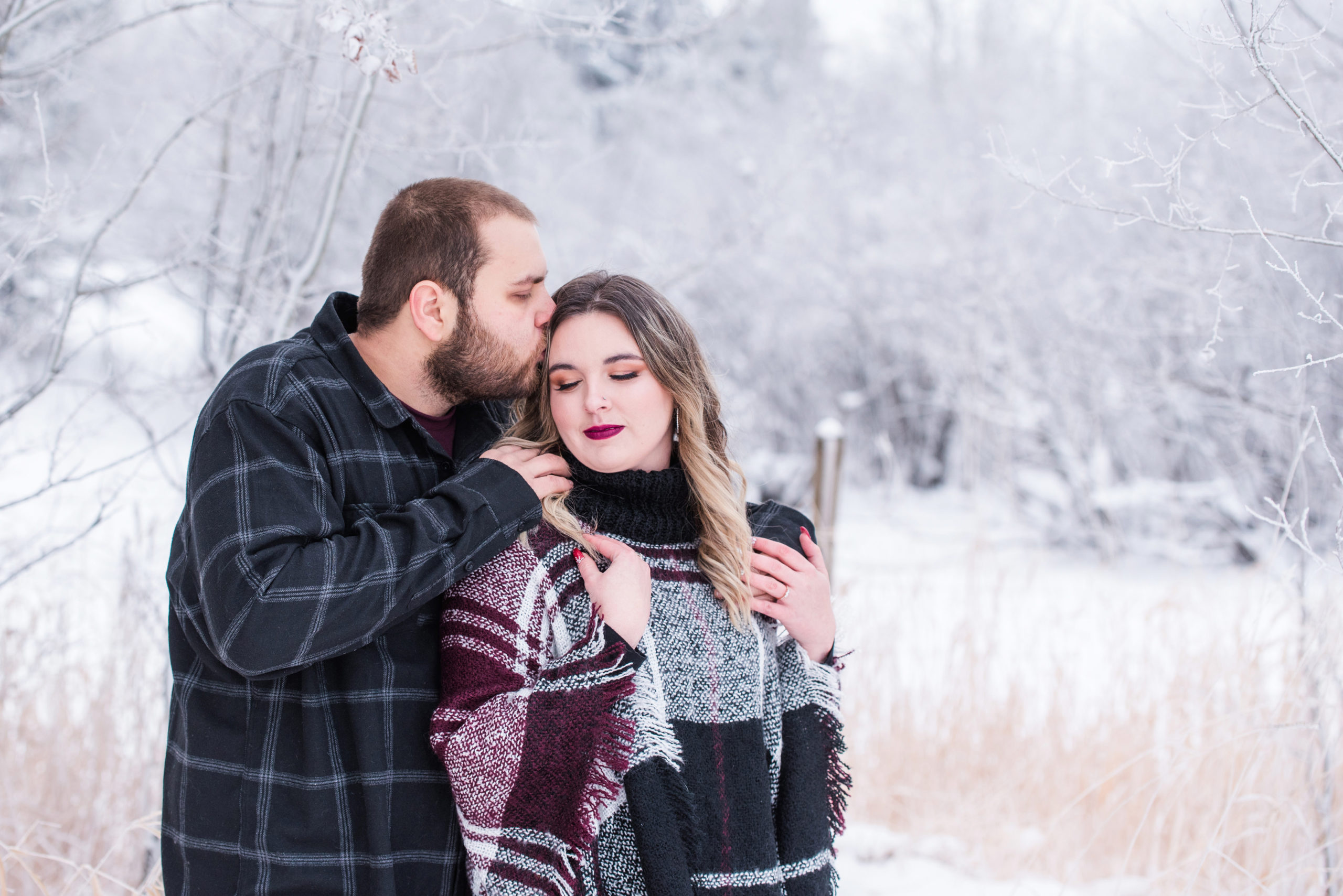 Winter engagement session with fur kids